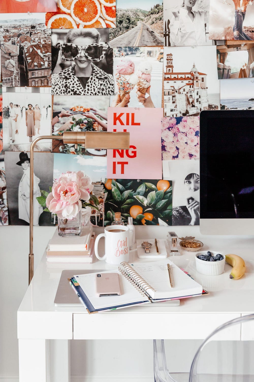 inspiration board. desk work space brighton keller's desk