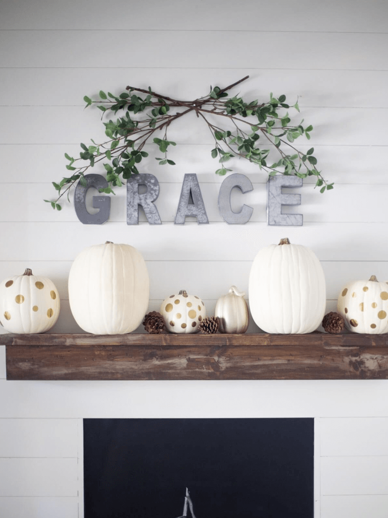 autumn mantle decor ideas, grace mantle decor, decorating for october