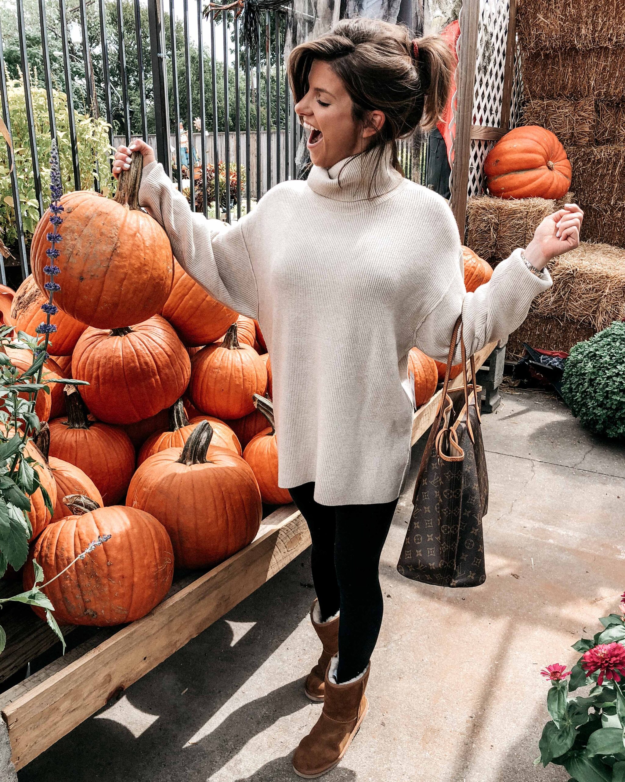 oversized sweater black leggings outfit with uggs