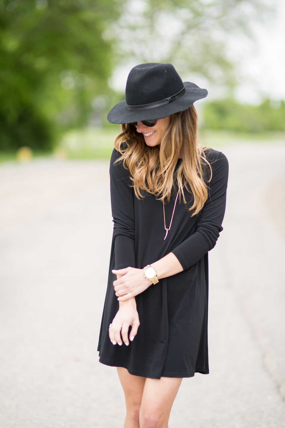 Black long sleeve swing dress on sale