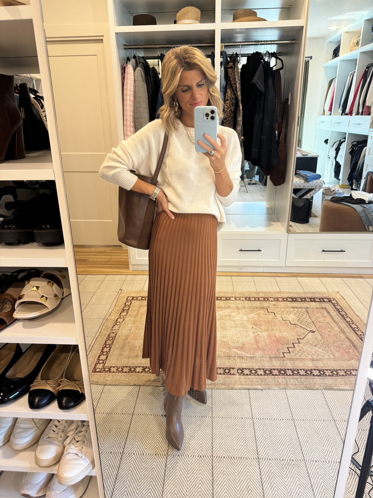 brighton butler looks of the week fall 2024 - Sezane skirt